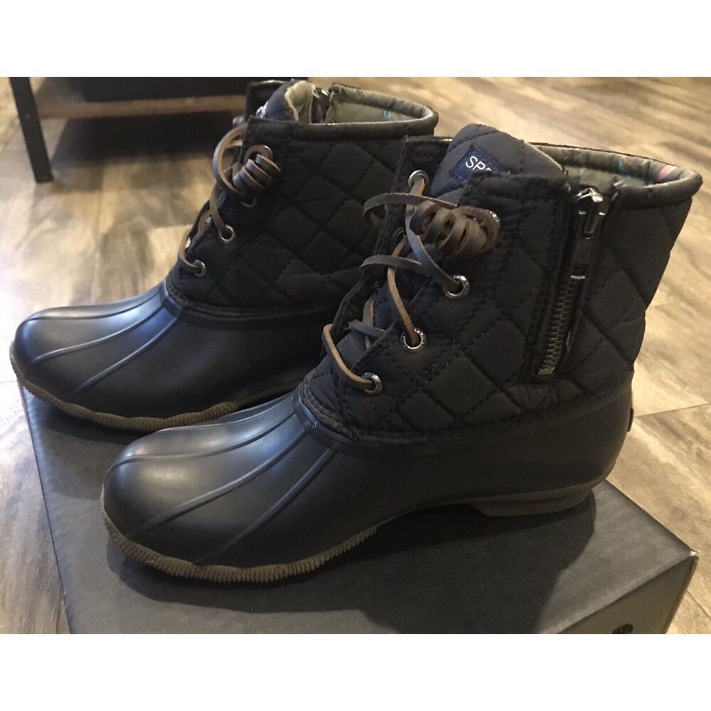 EUC Womens Sperry Black Quilted Duck/Rain Snow Boots Size 6 - Picture 5 of 11